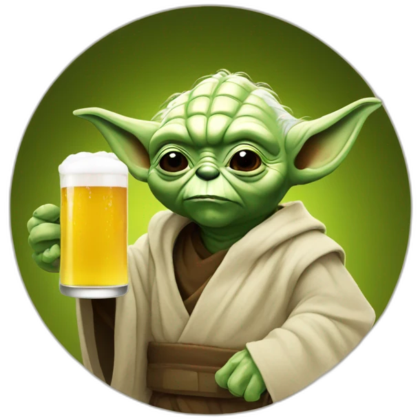 Yoda drink a beer emoji