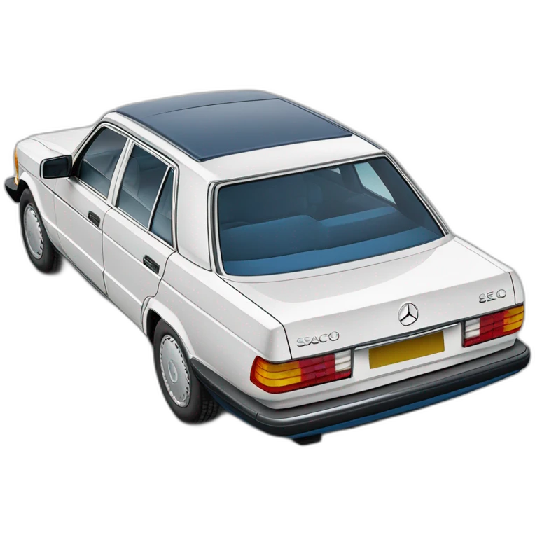 Mercedes w126 300se white from year 1987 the sacco panels are grey and the interior is blue emoji