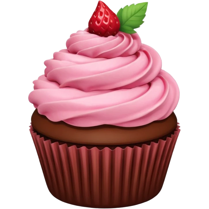 cupcake de morango com chocolate em cima emoji