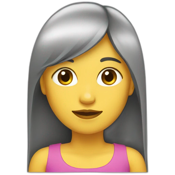 Mujer pelo largo con flequillo emoji