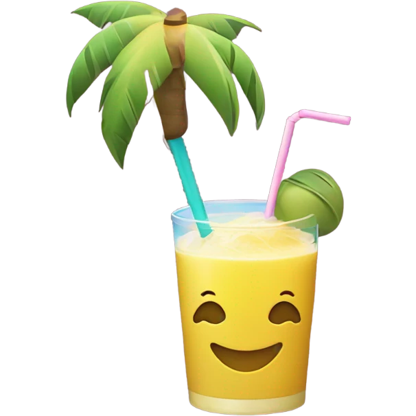 Yellow emoji sipping on a coconut emoji