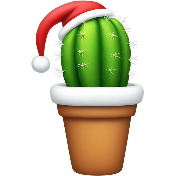 Rainbow cactus with Santa hat emoji