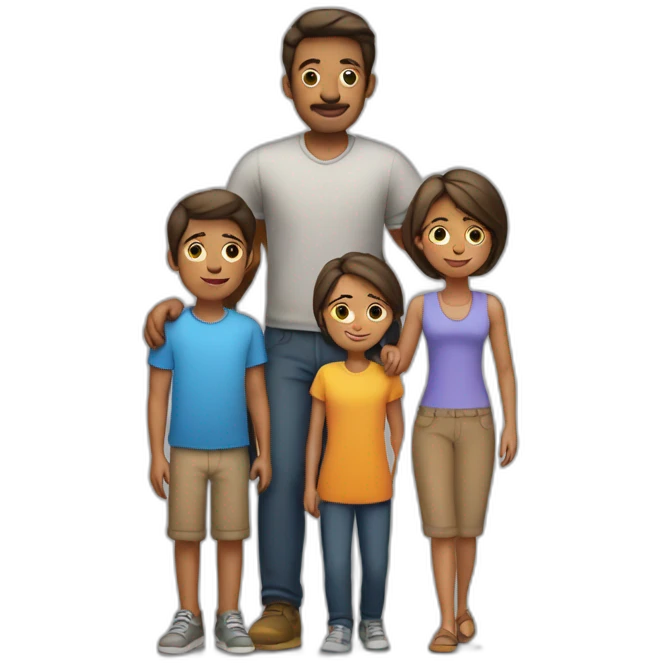 Family with 4, father, mother, teenager boy, small girl emoji