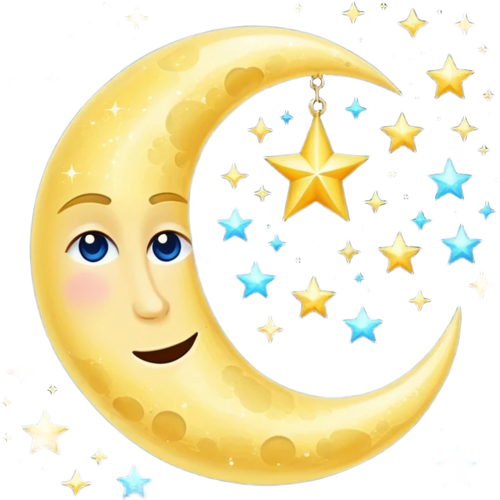 Glitter cian moon emoji