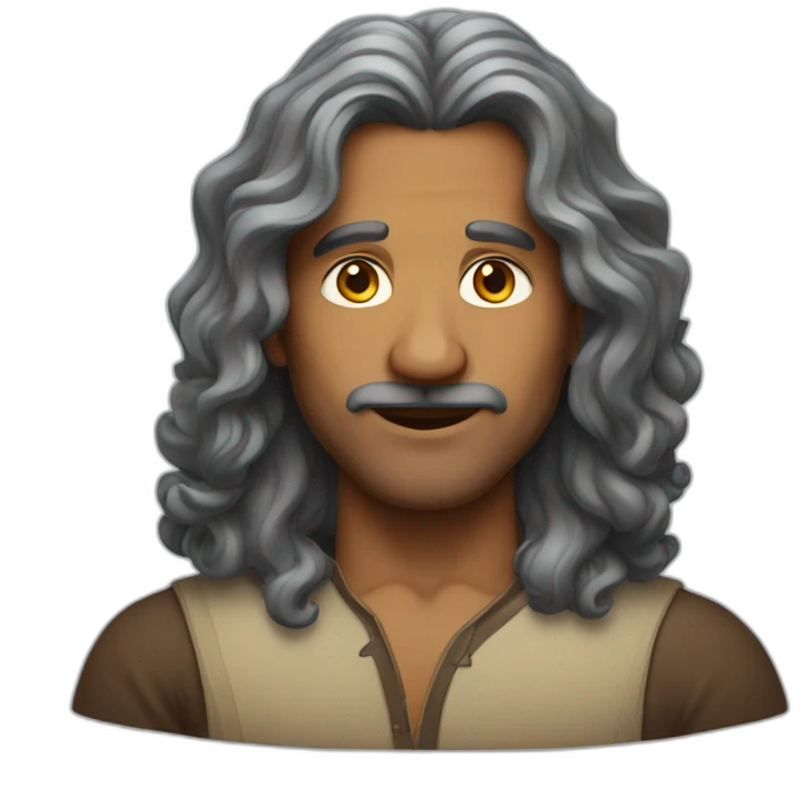 Indian middle aged man with long wavy hair emoji