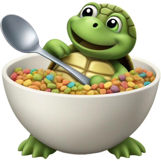 Turtle eating cereal  emoji