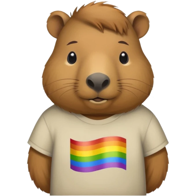 Capybara wearing a shirt that says GAY emoji