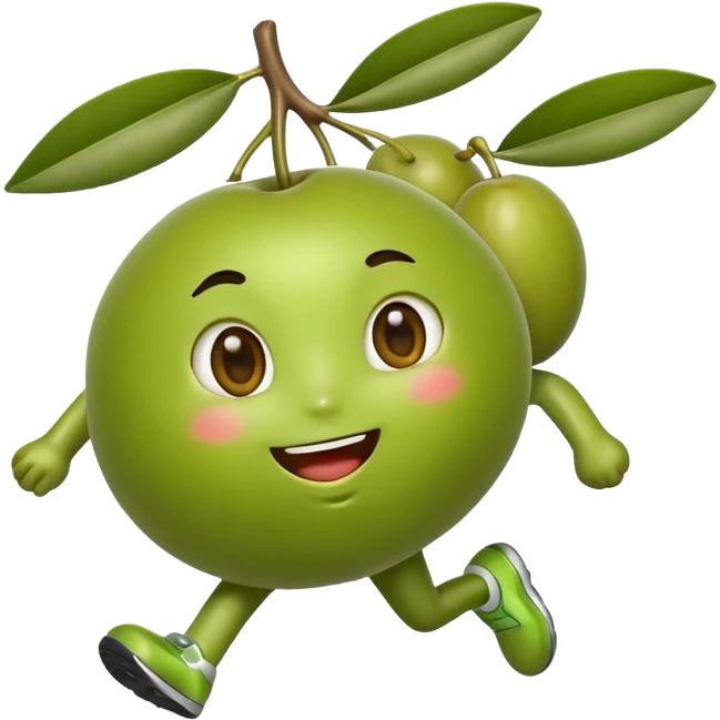olive fruit running, cute emoji