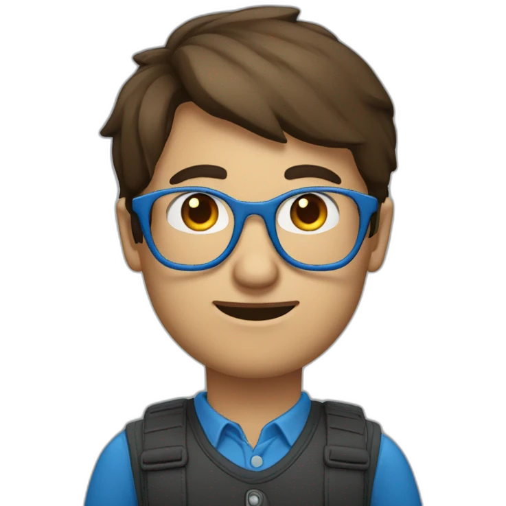 Homme brun aux yeux bleu avec lunette emoji