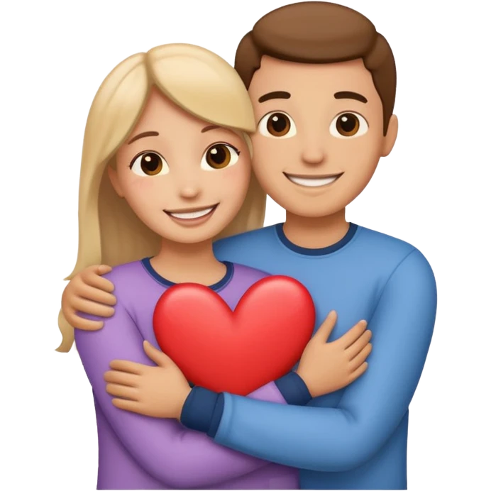 two non descript people hugging with hearts emoji