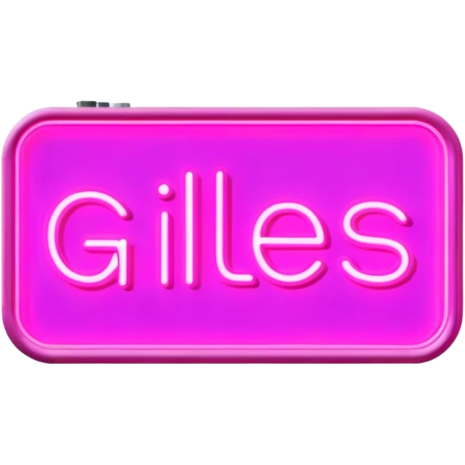 Pink neon sign with the word Giles emoji