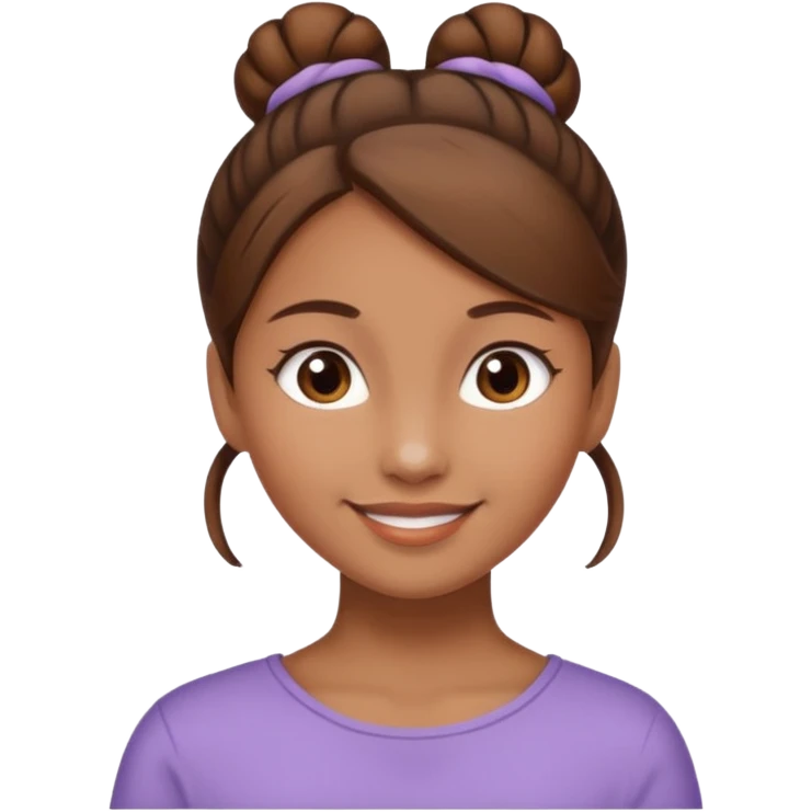 Girl with light brow skin and brown hair in bun emoji