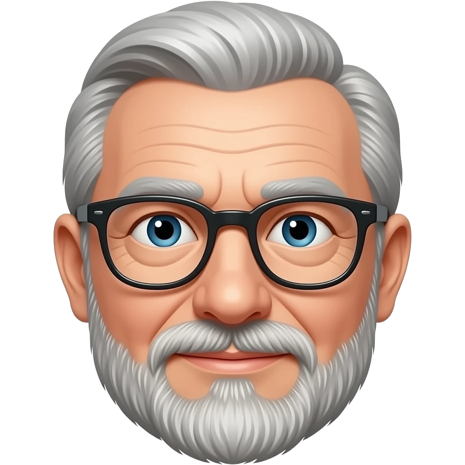 🥸 but with short gray beard, glasses, no shoulders, head only, 65 years old emoji