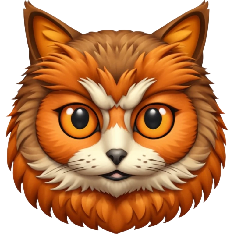 A cat's head and a owls body emoji