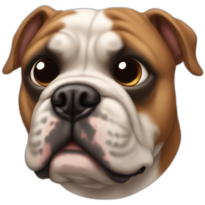 Buldog frances, trompa y ojos negros cara y orejas marrones emoji