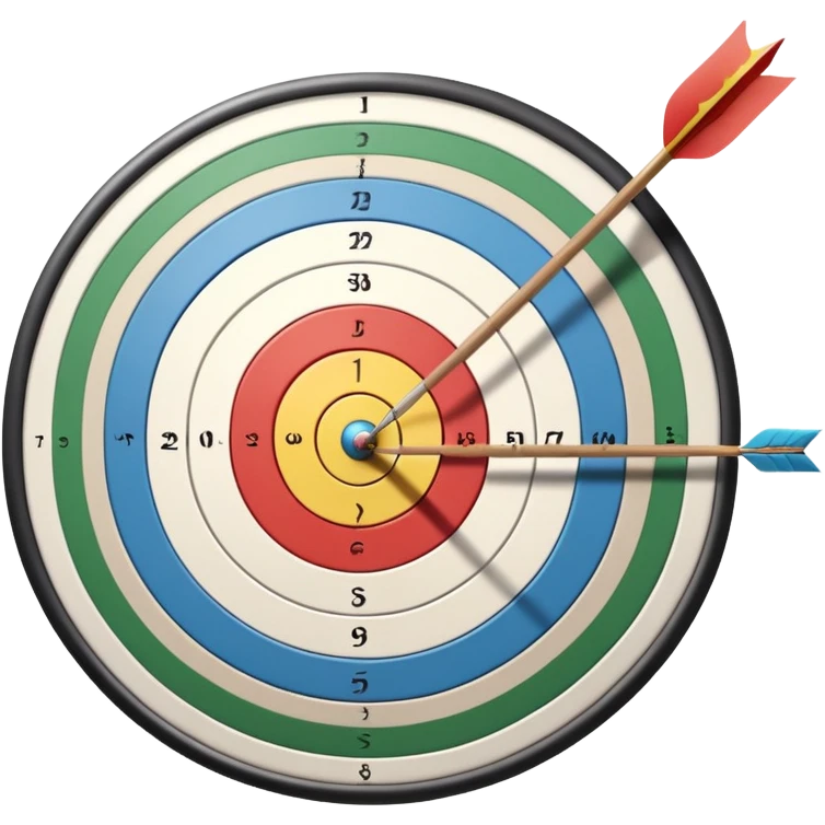 A close-up of a bowstring pulled taut with an arrow aimed at a target. The target's concentric rings are visible in the background, highlighting the focus and precision required for archery. The scene captures the grace and concentration of the sport. emoji