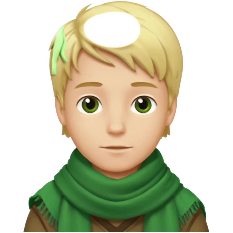 blonde hair boy, green scarf emoji
