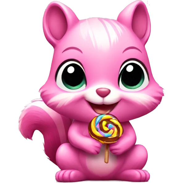 Pink squirrel with candy emoji