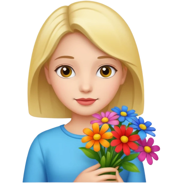 Girl holding flowers  emoji