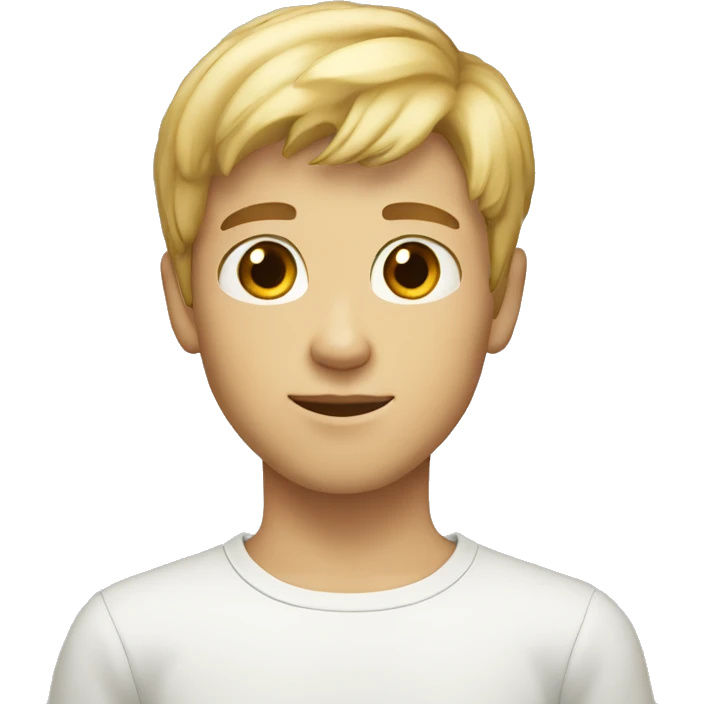 A 13 years old blond guy with brown eyes, short hairs emoji