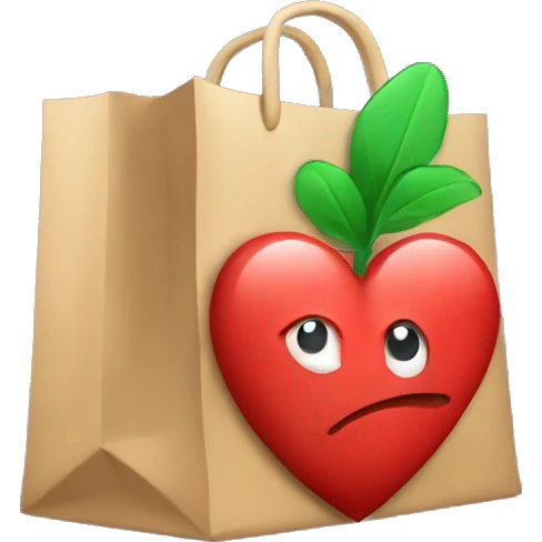 de una bolsa de compra con un corazon el el medio emoji