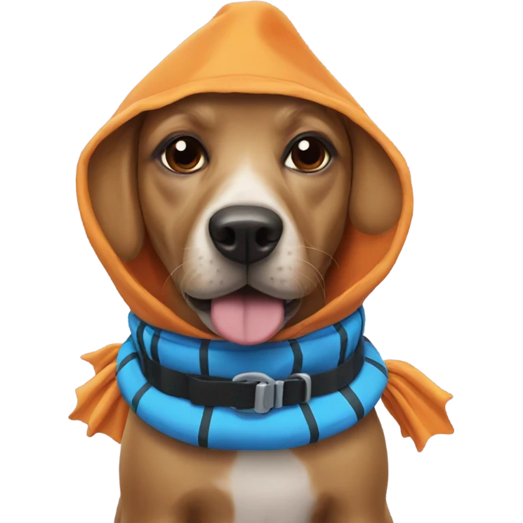 Dog swimming in a Halloween costume  emoji