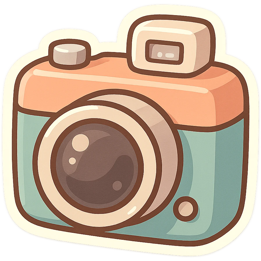 chibi sticker-style camera, cute and exaggerated emoji