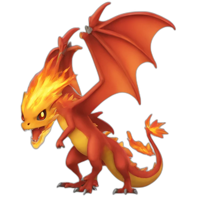 Pokémon dracofeu gros queue en feu rouge emoji