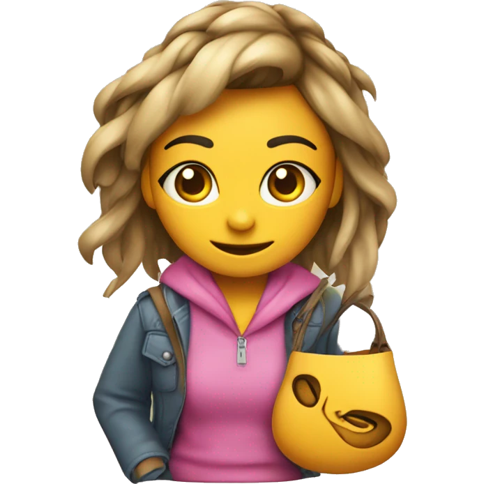 CHICA COLORADA CON BOLSA DE TELA COLGANDO emoji