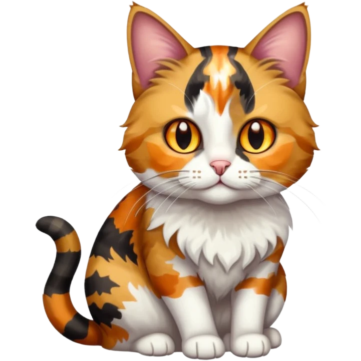 full body colourful light patched calico tabby cat with hazel eyes emoji