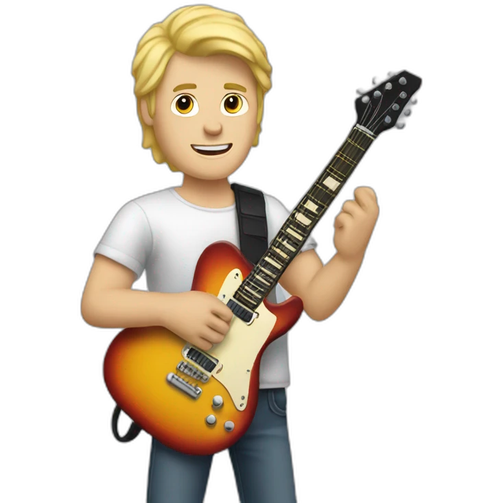blonde white guy holding an electric guitar emoji