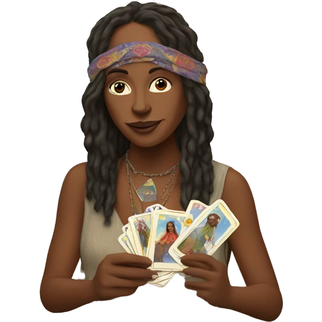 Hippie Karen with tarot cards emoji