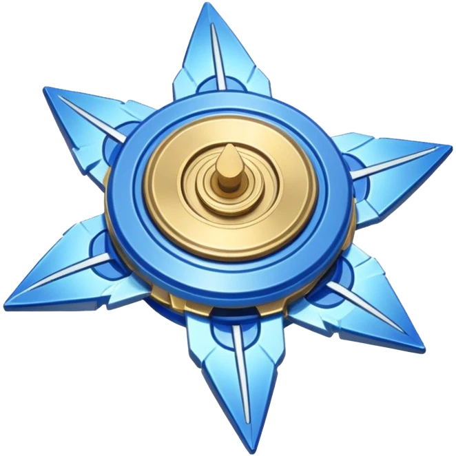 A blue Beyblade with 3 pointed blades like Victory Valtryek emoji