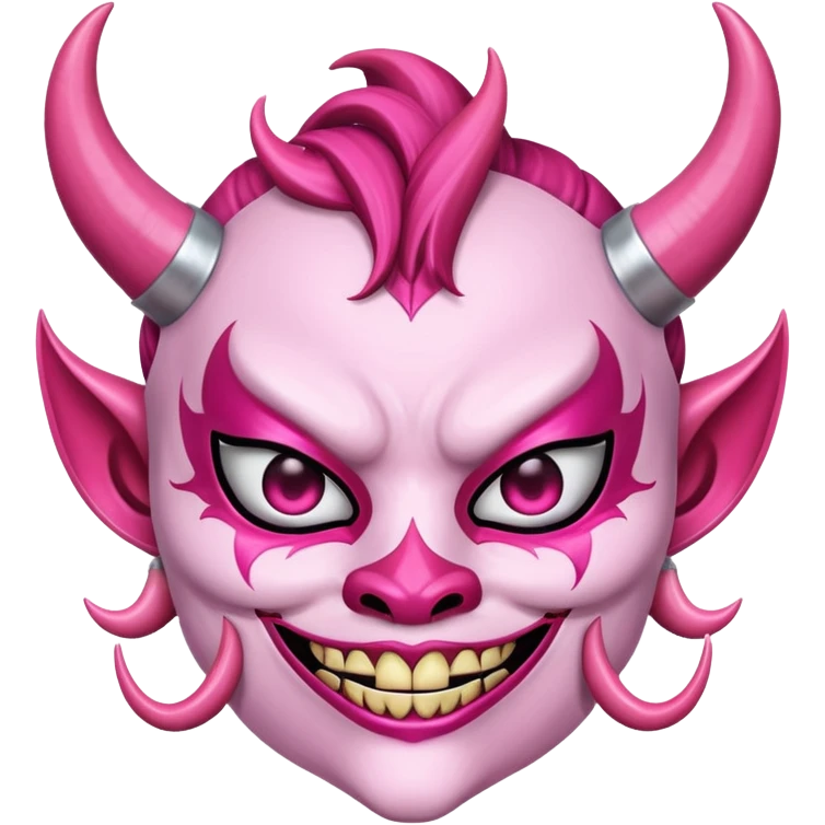 A pink girly oni mask with devil horns  emoji