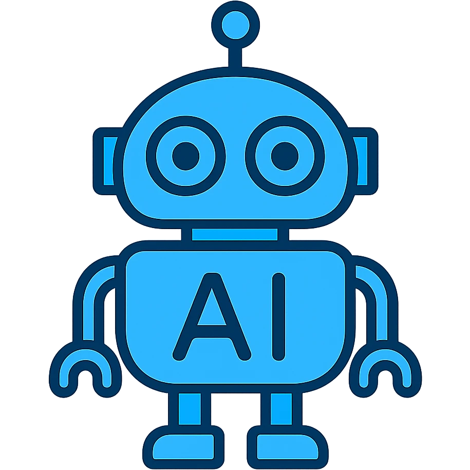 Change the blue color to a different shade for the blue AI robot, keep the color outline icon style, no background. emoji