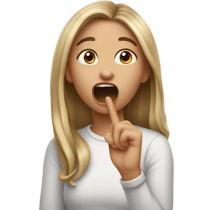 girl biting her finger in a nervously flirty way emoji