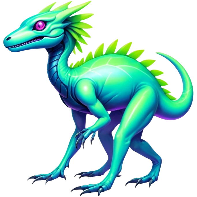 Tropical futuristic lush cool edgy neon Fionbri-Vernid-Elgyem-creature (full body) emoji
