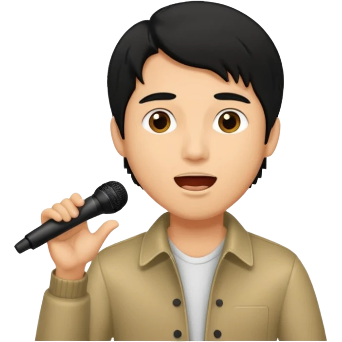 light black hair man singing emoji