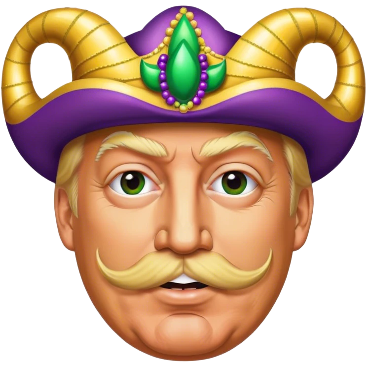 Donald trump at Mardi Gras with a moustache  emoji