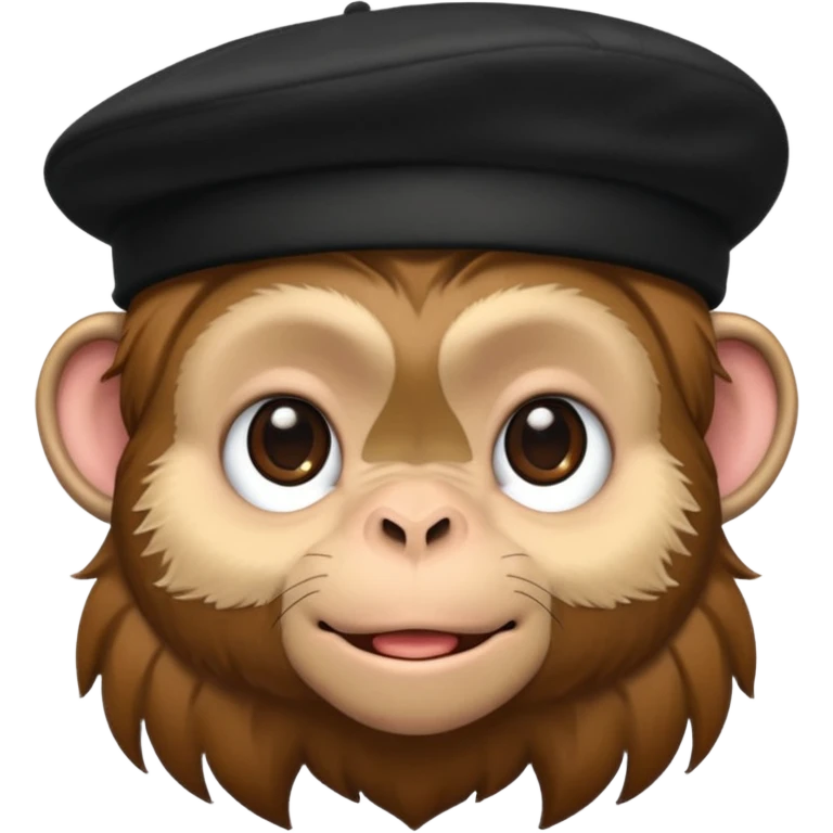 Monkey wearing black beret emoji