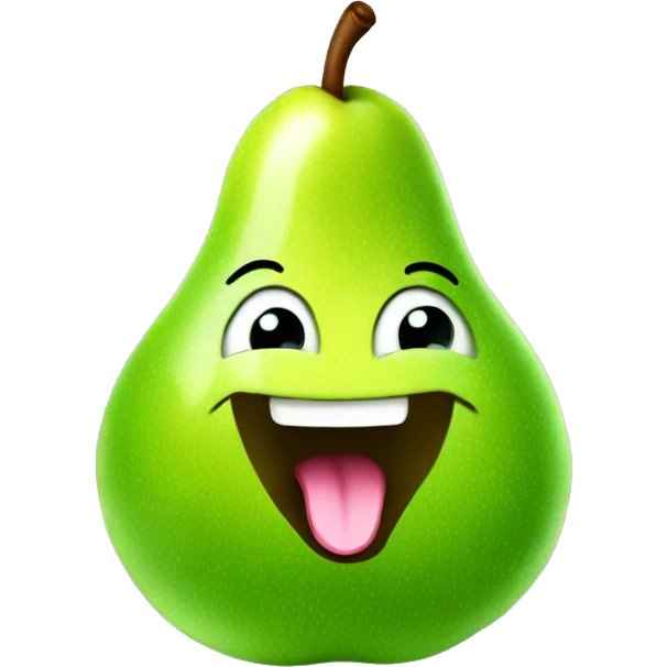 Shiny Green Cute pear with tongue emoji