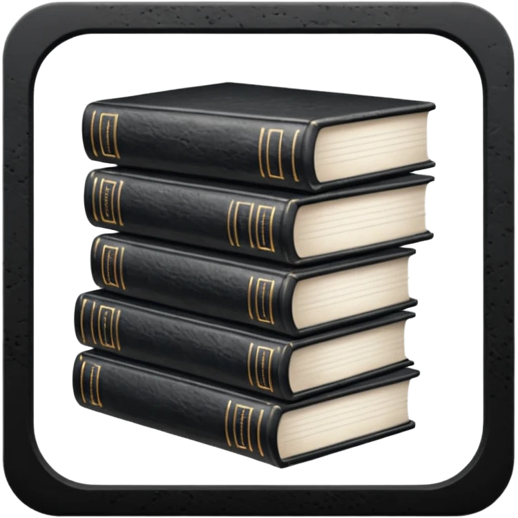 5 black and white books emoji