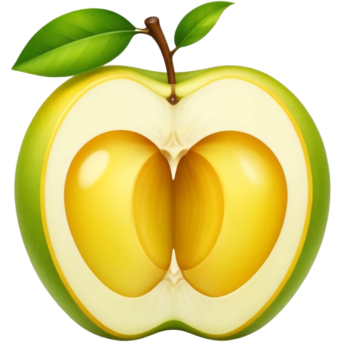 A single halved yuzu fruit, in Apple iPhone emoji style. Bright yellow skin, juicy interior visible, vibrant colors, smooth gradients, glossy highlights, clean simple shapes, no outlines.
 emoji