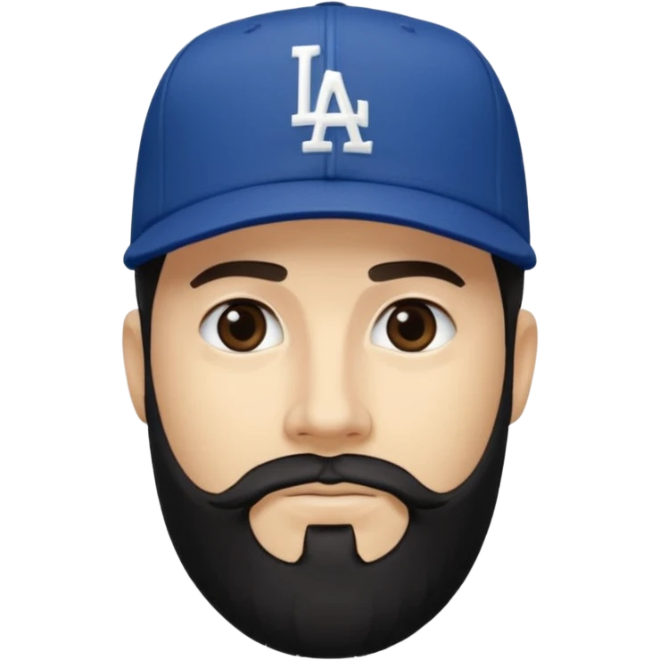 Can you make a guy with fair skin, taper fade, and black beard wearing an LA dodger hat? emoji