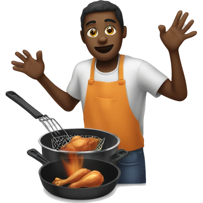 person of dark skin tone consuming chicken legs that has undergone cooking in a deep fryer  emoji