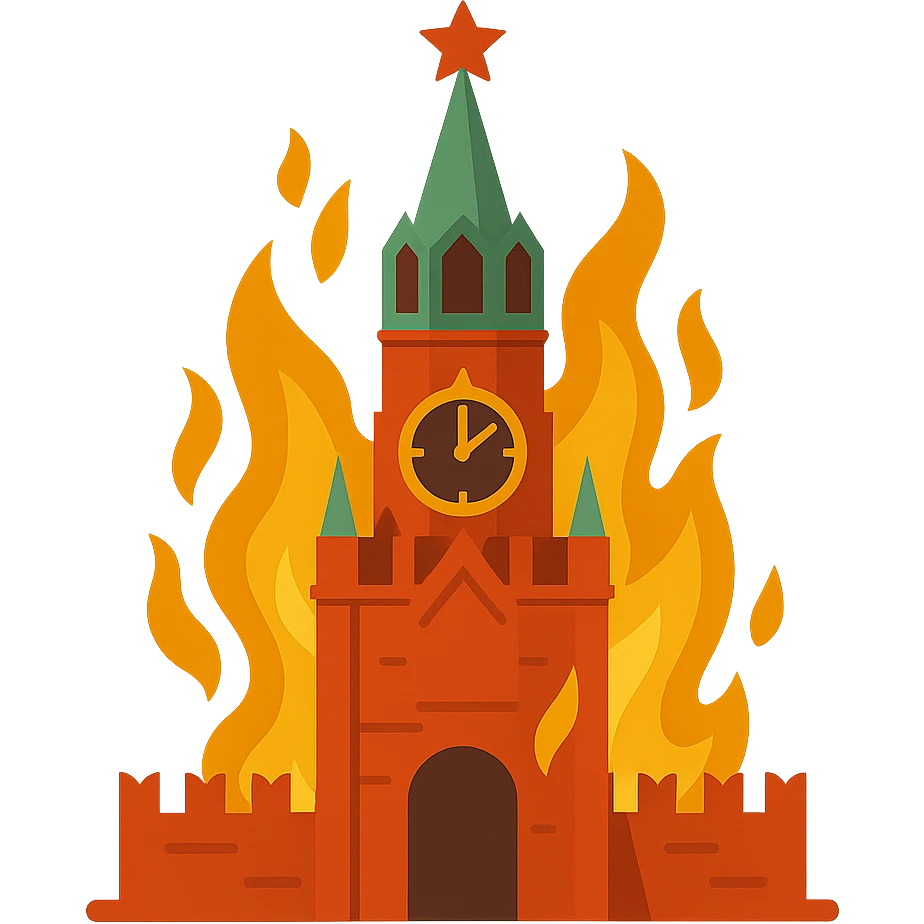 flat design style burning Kremlin emoji