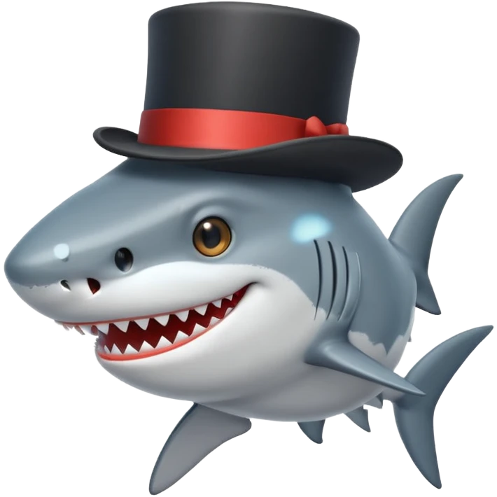 Shark with a top hat emoji