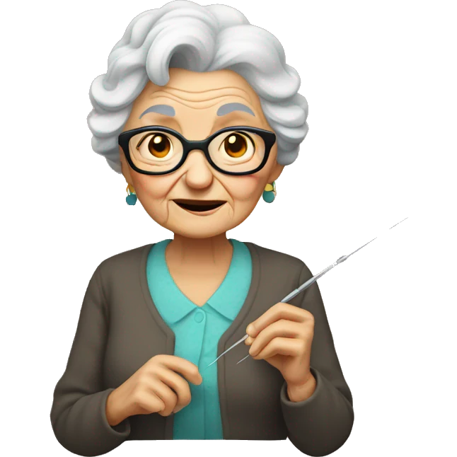 Old grandma with a needle emoji