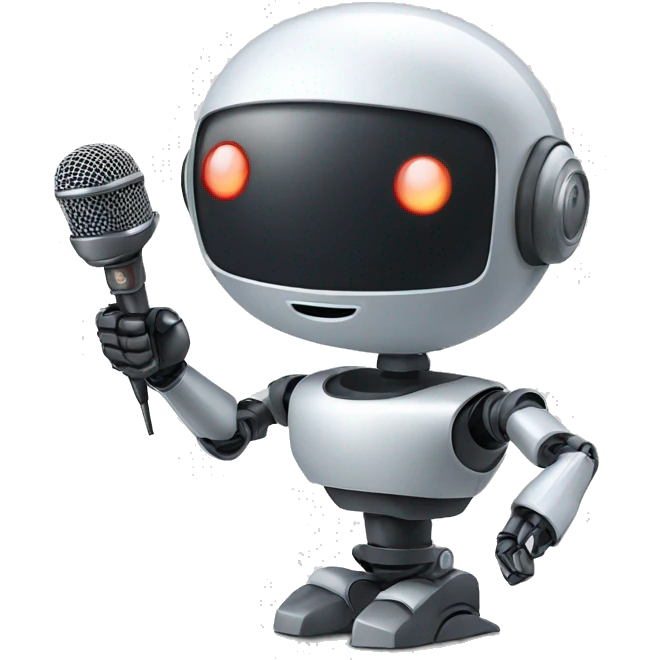 robot holds a news microphone emoji