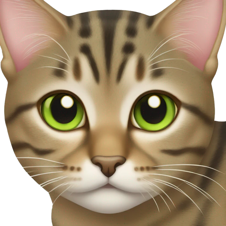tabby cat with dark spot on nose and light green eyes  emoji